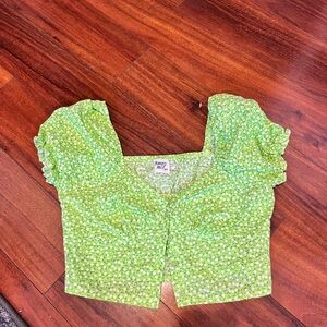Princess Polly Lime Floral short sleeve button down
